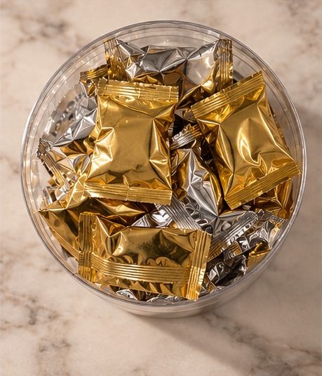 Baci argento e oro visti dall’alto nel tubo